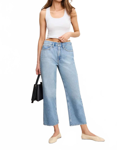 Good American Good 90's Crop Relaxed Jeans Blue US 8 2