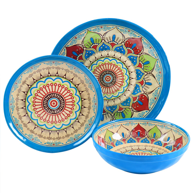 Elama Camilla 12 Piece Melamine Dinnerware Set Multicolor 3