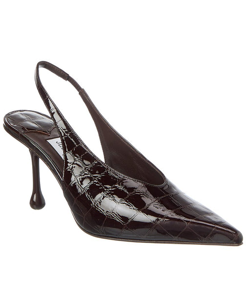 Jimmy Choo Isa 80 Croc-Embossed Leather Slingback Pump Red 37.5 2