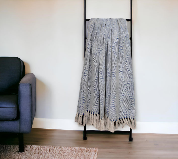 Hivvago Woven Throw Blue/Beige 67x52 2
