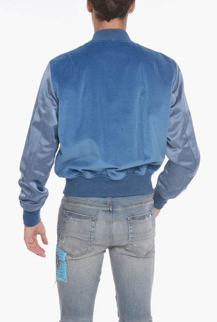 Amiri Velvet Satin Veste Bomber - Bleu EU 48 3