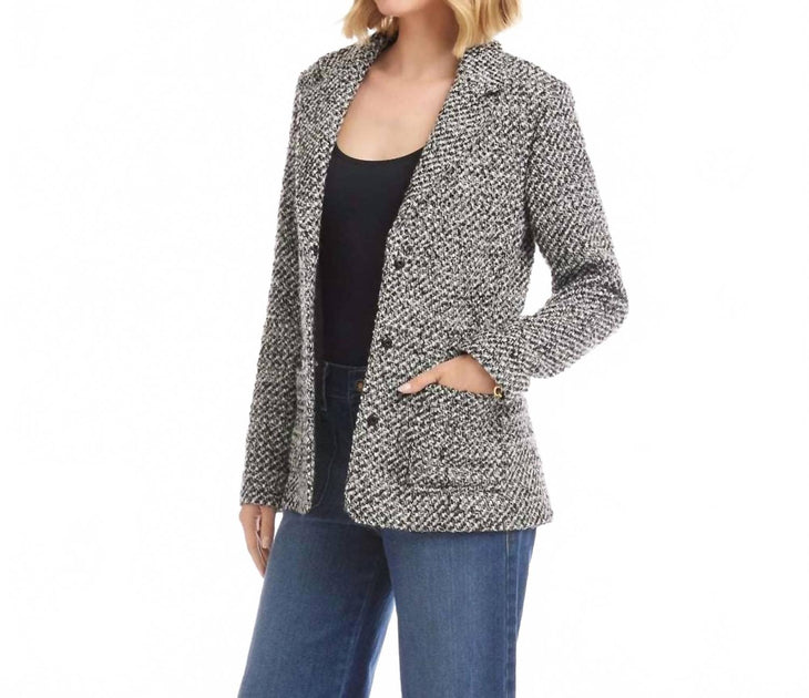 Karen Kane Tweed Blazer Black Small 4