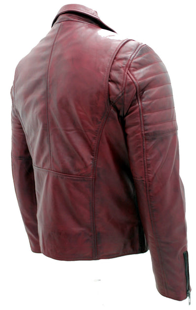 Infinity Brando Leather Biker Jacket Red 4XLarge 4