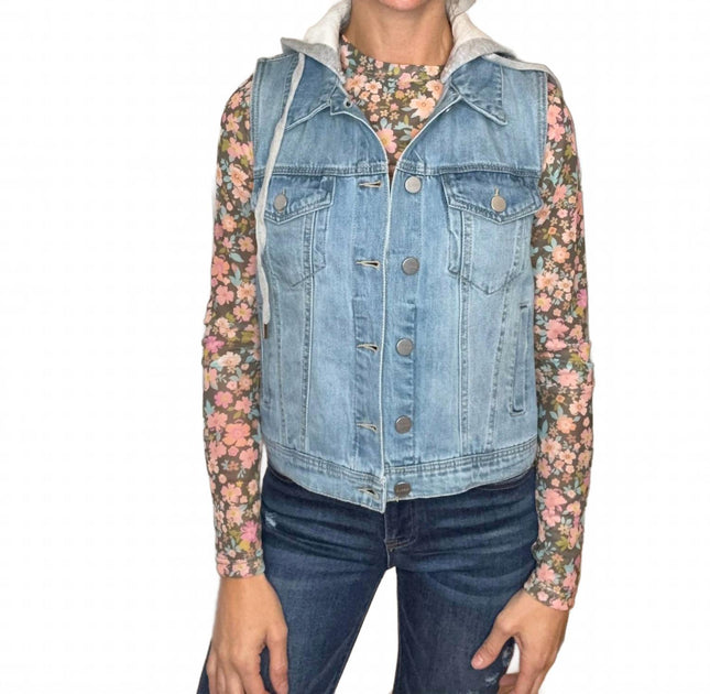 RISEN Saffira Hooded Denim Vest Multi Plus Size 3X 2