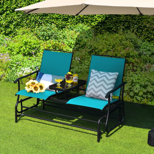Hivvago Double Rocking Loveseat Turquoise 3