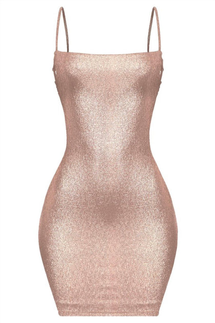 Tresser Metallic Mini Dress Pink Large 3
