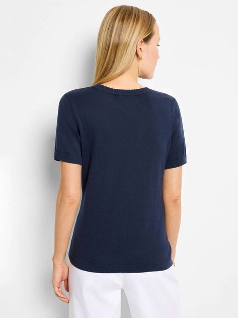 Nic + Zoe Easy Scoop Neck Sweater Tee Blue Medium 4