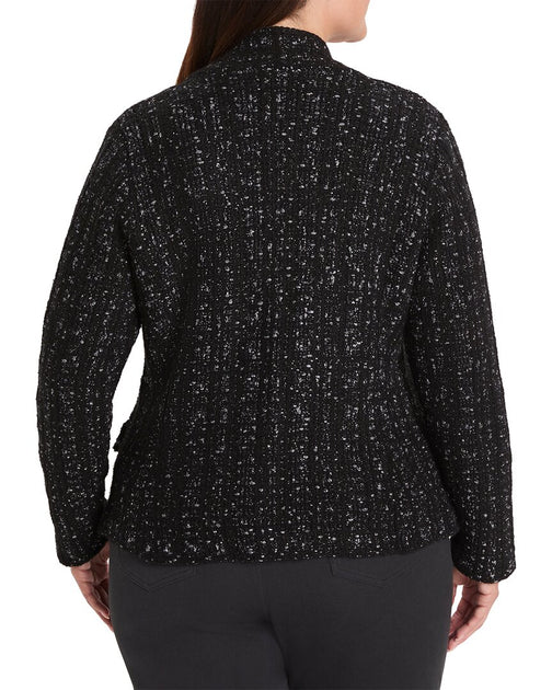 Nic + Zoe Plus Metallic Grid Knit Jacket Black XXXLarge 3