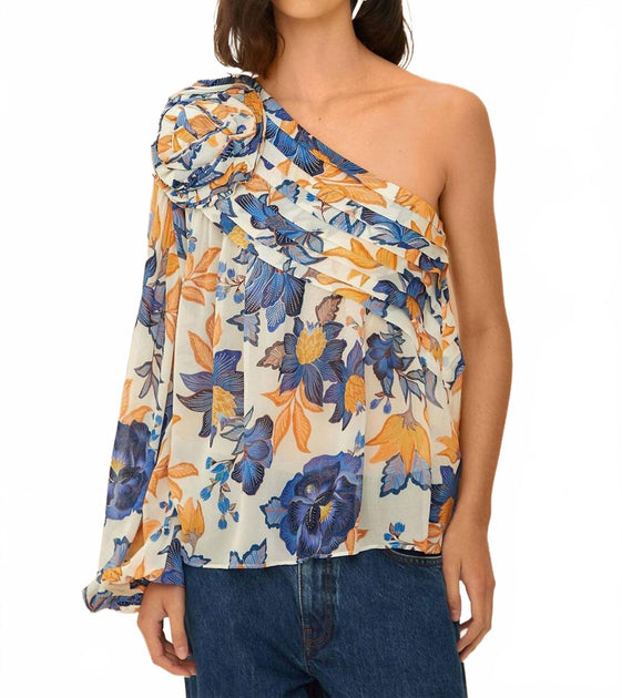 FARM Rio Summer Flowers Rose Blouse Beige Small 2