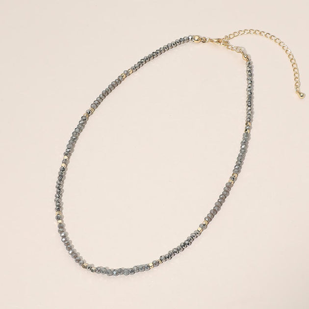 FASHNZFAB Faceted Beaded Choker Necklace Multicolor One Size 7