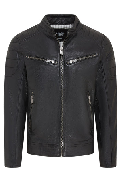 Infinity Mackay Leather Biker Jacket Black XXXLarge 3