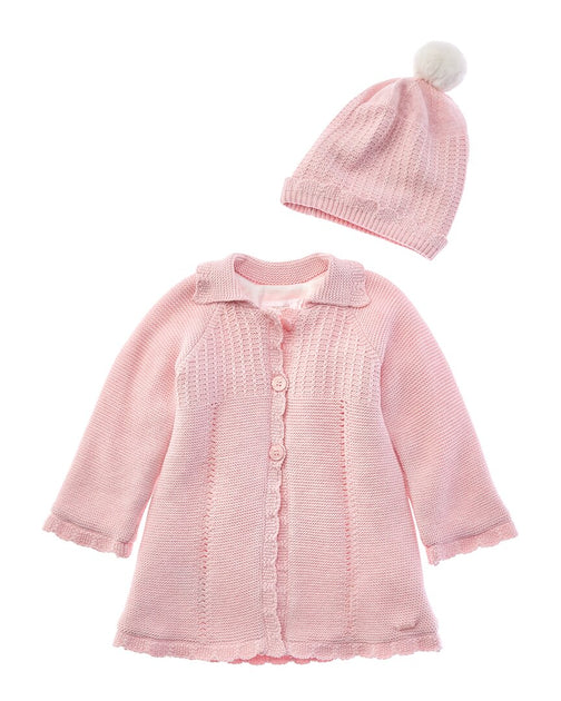 Mayoral Knit Hooded Coat Pink 6-9 Months 2