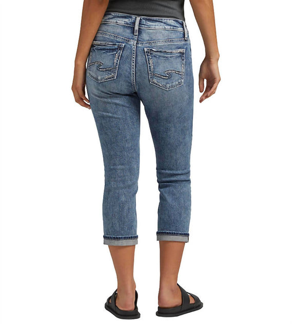 Silver Jeans Co. Elyse Mid Rise Capri Jean Blue 25 4