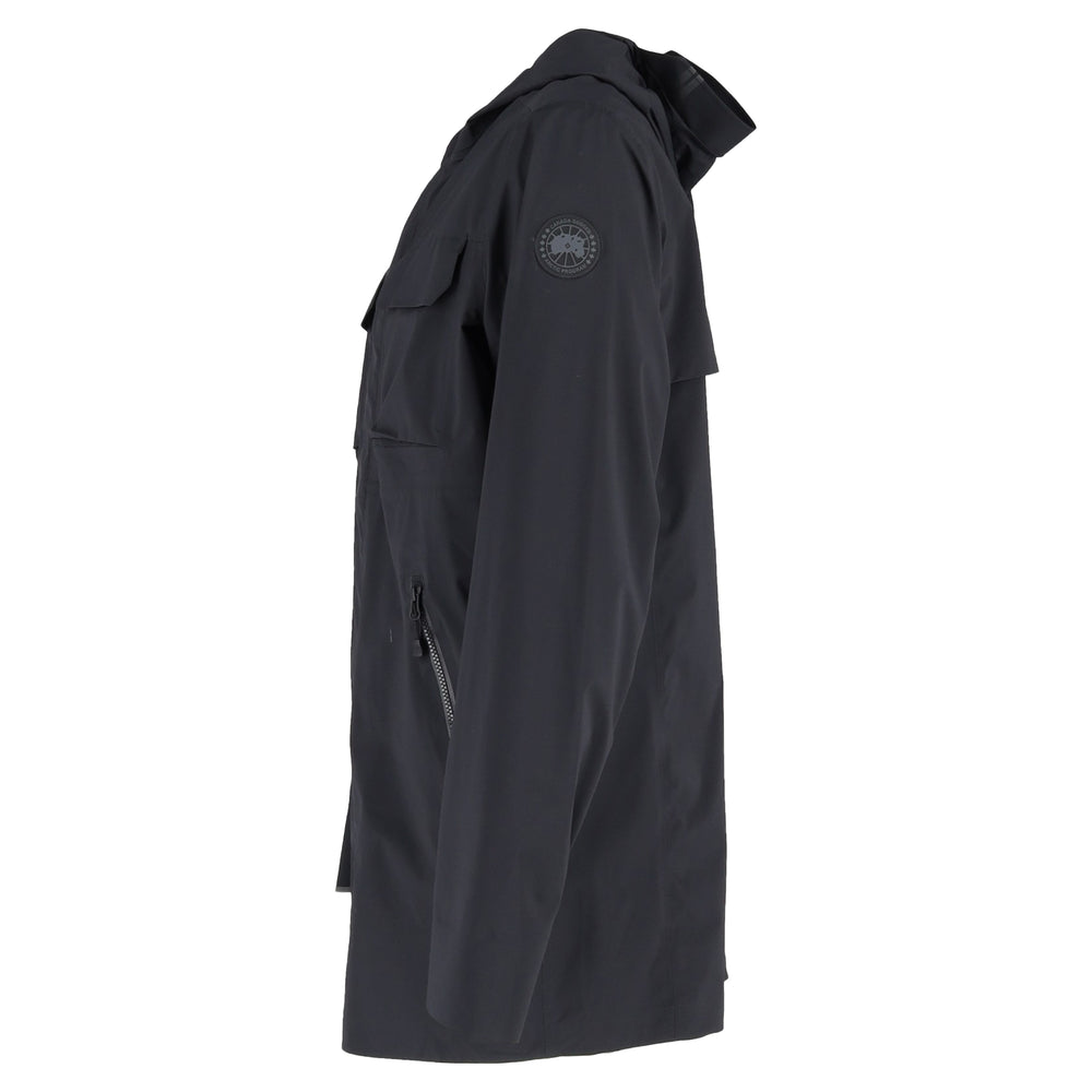 Canada Goose Black Label Wascana Hooded Rain Jacket In Black Nylon 