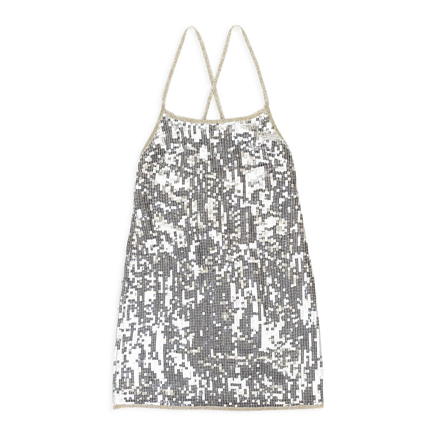Batsheva Sequin Dress Silver Beige US 10 3