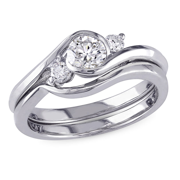 Mimi & Max 3-Stone Diamond Bridal Set White Gold US 6.5 2