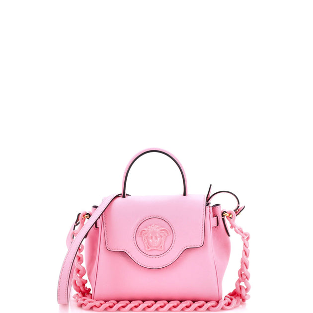 Versace La Medusa Top Handle Bag Leather Small Pink 2