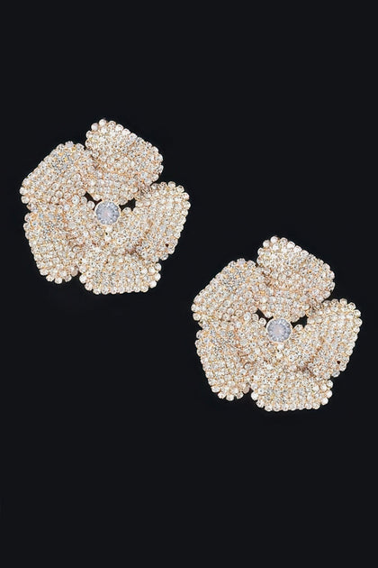 TRUEDAMES Rhinestone Flower Stud Earring Silver 3
