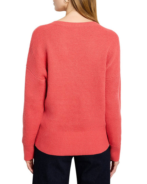 Nic + Zoe Tuck Stitch V-Ausschnitt Pullover Pink XL 3