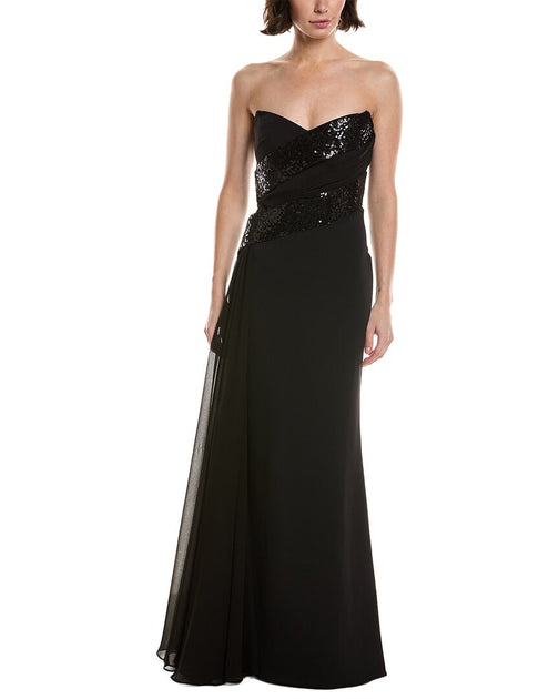 Badgley Mischka Sequin Combo Gown Black US 10 2