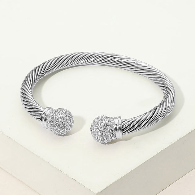 FASHNZFAB Twisted Cable Cuff Bracelet Silver 3
