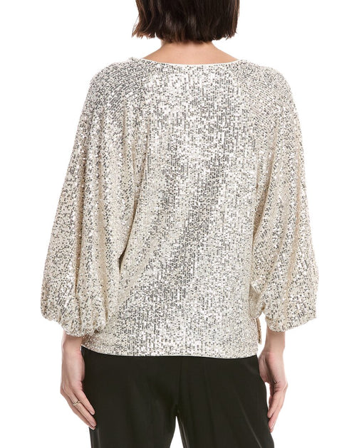 Vince Camuto Sequin Raglan Blouse Silver Medium 3