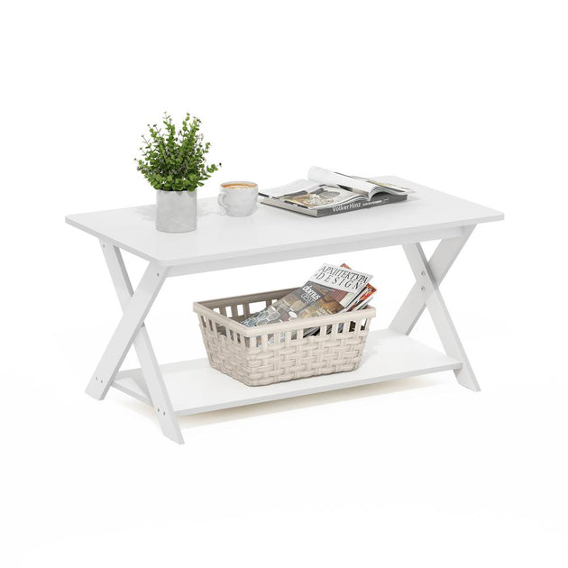 Furinno Modern Simplistic Criss-Crossed Coffee Table White 4