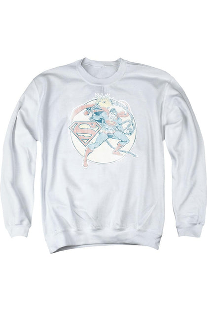 Gildan DC Comics Retro Superman Crewneck Sweatshirt White Large 2