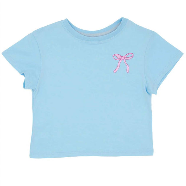 Azarhia Girls Glitter Bow Boxy Tee Blue Large 3
