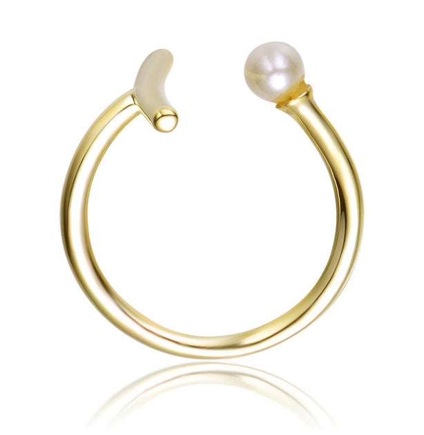 Rachel Glauber Pearl Open Ring Silver US 8 3