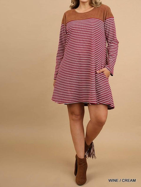 Umgee Stripe Plus Dress Red XLarge 2