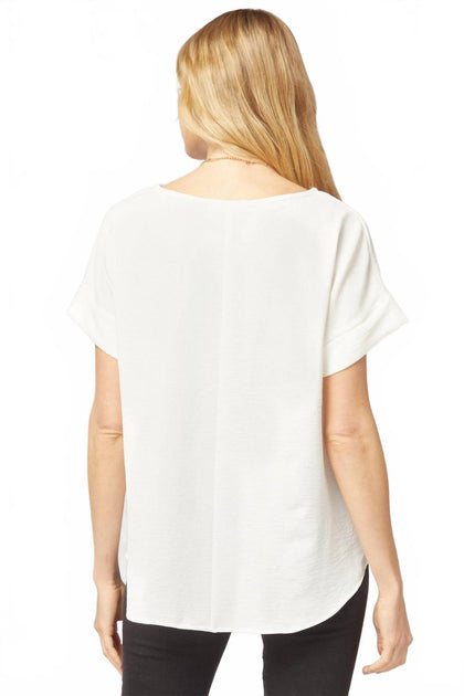 Entro Short Sleeve Scoop Neck Top Beige Plus Size 1X 4