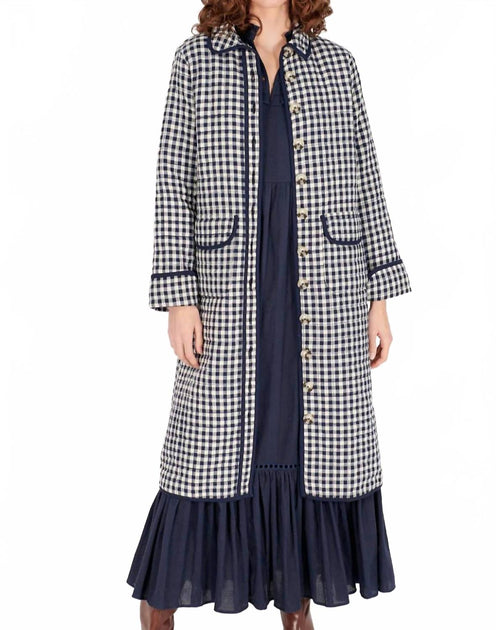 Neve & Noor Lilibet Quilted Gingham Jacket Blue Medium 2
