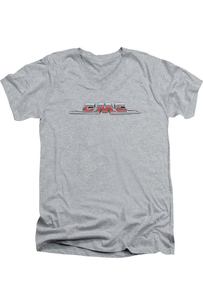 Gildan GMC Chrome Logo Short Sleeve V-Neck T-Shirt Grey Large 2