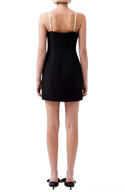 French Connection Azra Twill Corset Strap Mini Dress Black US 4 3
