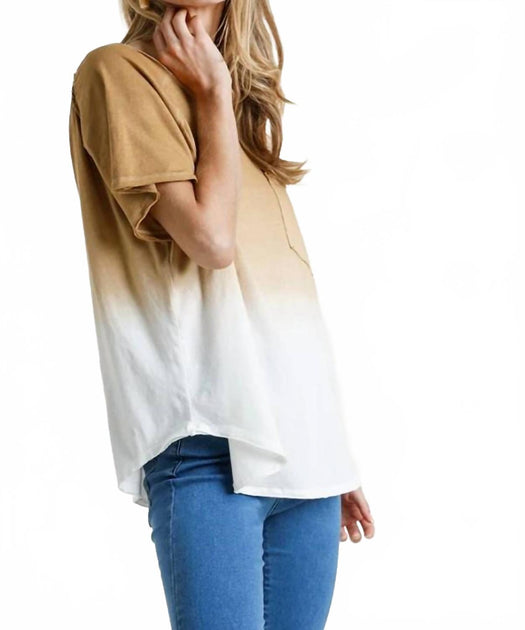 Umgee Dip Dye Raw Edged Top Gold Small 3