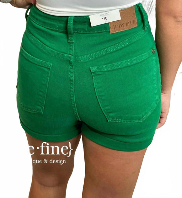 Judy Blue Kelly Tummy Control Shorts Green Medium 3