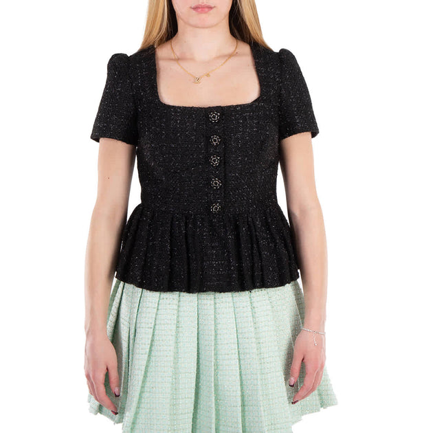 Self-Portrait Peplum Top Black US 6 2