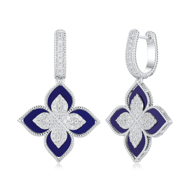 Suzy Levian Flower Clover Earrings Silver 6