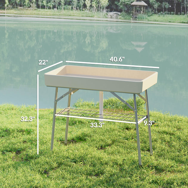 Hivvago Portable Folding Beverage Cooler Table White 5