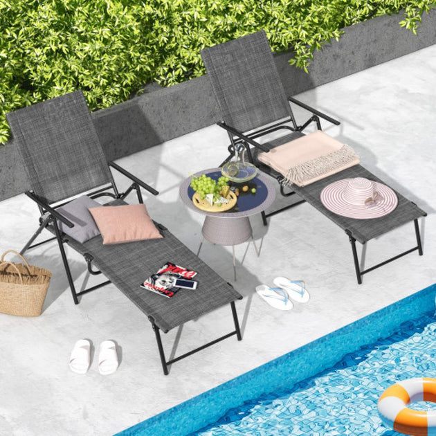 Hivvago Patio Folding Chaise Lounge Chair Black 4