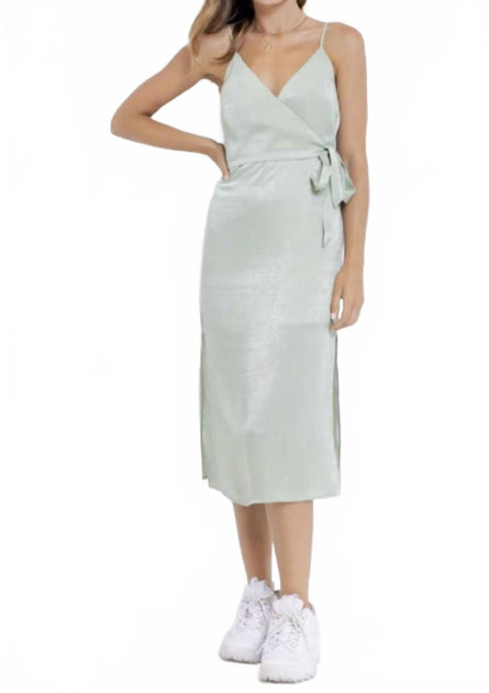 LE LIS Bust Wrapped And Tie Satin Midi Dress Vert Medium 4