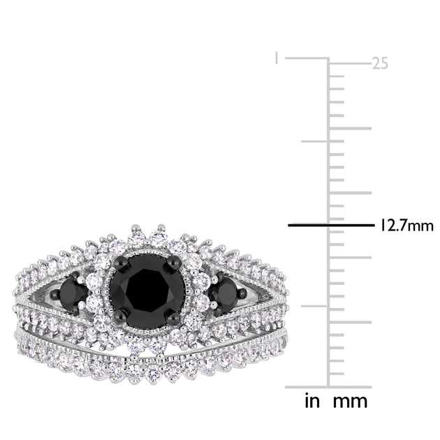 Mimi & Max 2ct Diamond Halo Bridal Ring Set 10k White Gold Black US 8 4