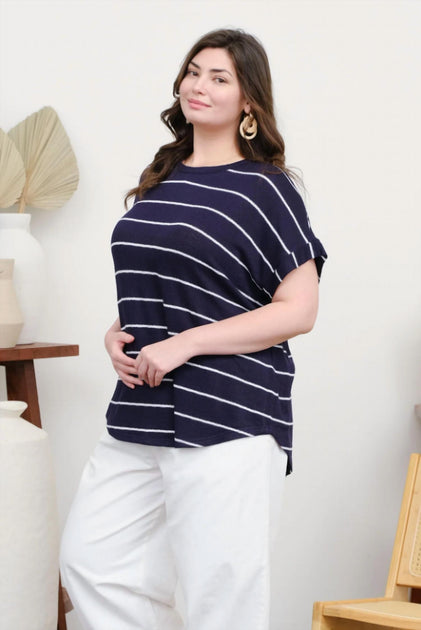Perch by Blu Pepper Streifen Stricktop - Plus Navy 1X 4