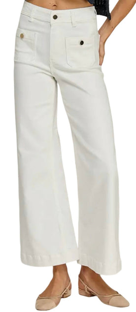 Miss Love Klappentaschen Weitgeschnittene Jeans Weiß Medium 3