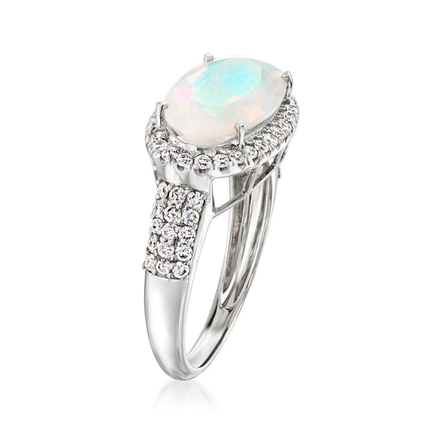 Ross-Simons Opal Lab-Grown Diamond Ring Blue US 9 4