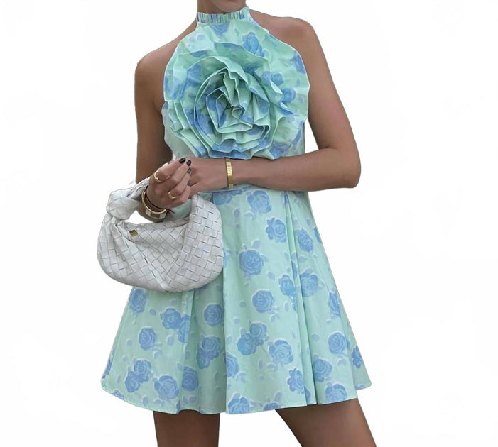 Glamorous Rosie Corsage Skater Mini Dress Blue US 4 2