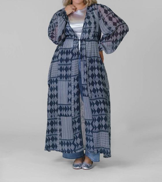 Everyday Ritual Trish Long Duster Blue Plus Size 3X 4
