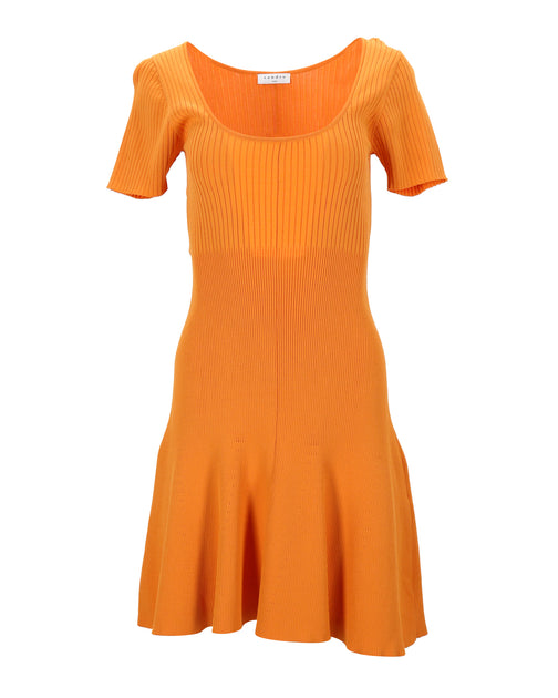 sandro paris orange dress Sandro Paris Rib Knit Dress In Orange Viscose
