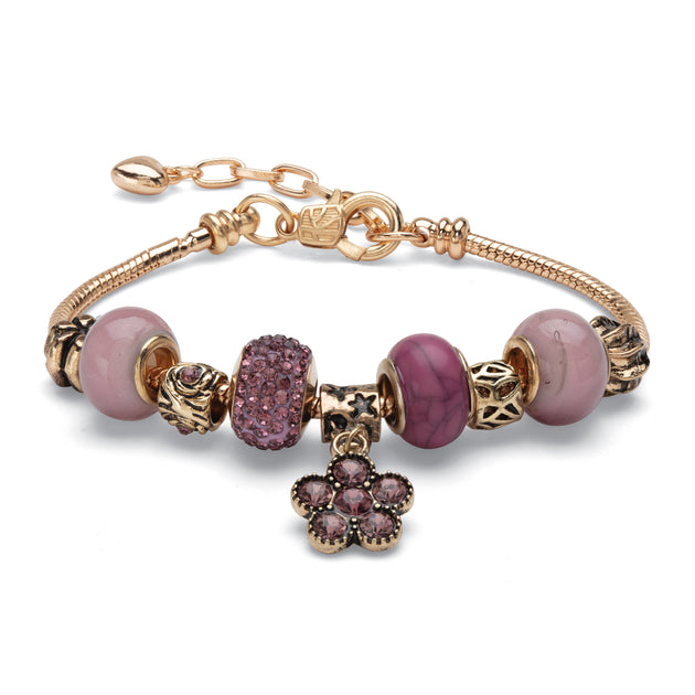Palm Simulated Birthstone Goldtone Bali-Style Bracelet Red One Size 2